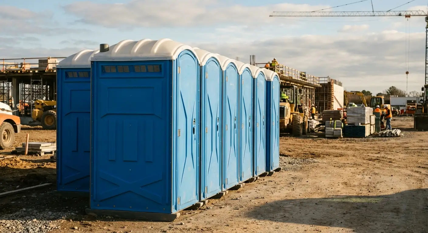 Luxury restroom trailer rental background in Flint, MI